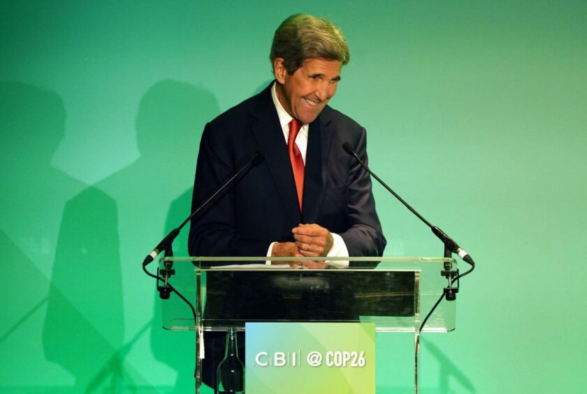 Secretary John Kerry, United States Special Presidential Envoy for Climate, speaking at the CBI COP26 international Business Dinner during the COP26 summit in Glasgow.