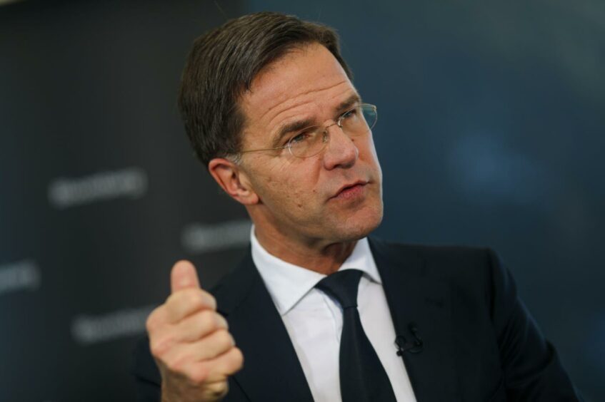 Mark Rutte, Dutch prime minister, speaks during a Bloomberg Television interview on day three of the World Economic Forum (WEF) in Davos, Switzerland, on Thursday, Jan. 23, 2020