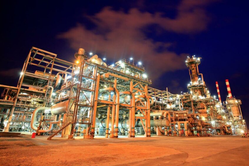 Industrial plant at night