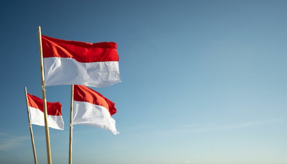 Indonesia flags flutter in the wind