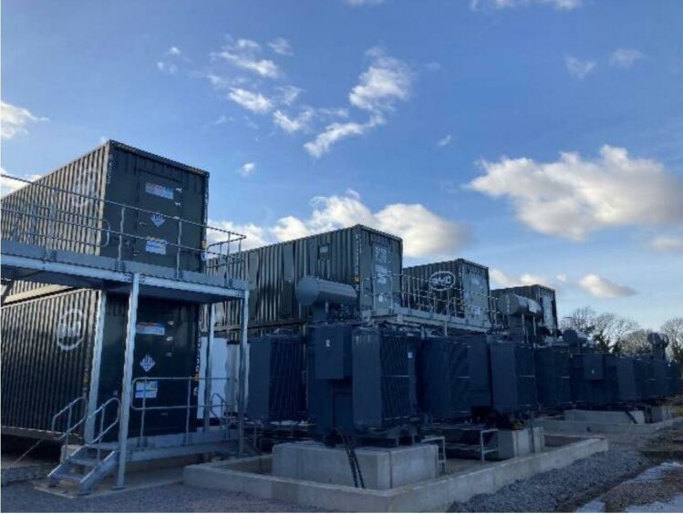 The Hallen Battery Energy Storage Scheme (BESS) near Bristol . Avonmouth, UK. Supplied by Voltalia