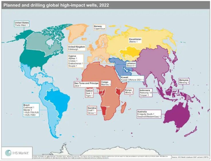 Map showing drilling locations planned for 2022