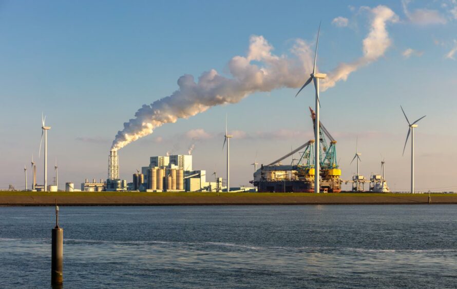 View over the industrial Haven Eemshaven in the Netherlands