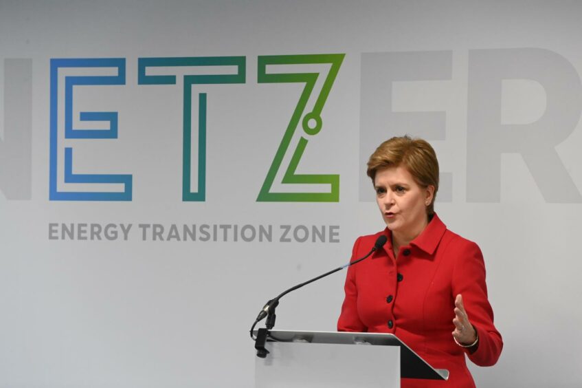 Nicola Sturgeon makes a speech around the Energy Transition Zone at ETZ Ltd HQ, Aberdeen. Picture by Kenny Elrick