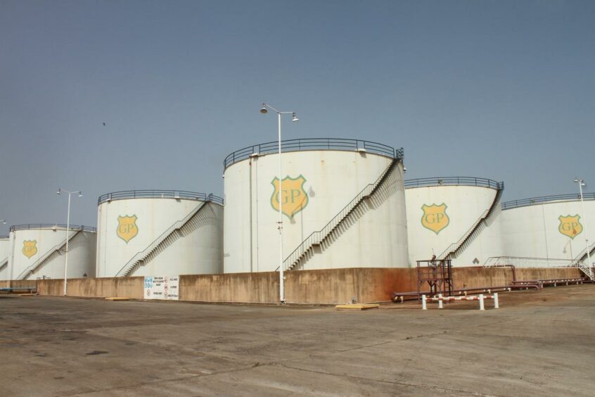 Oil product storage tanks with GP on side