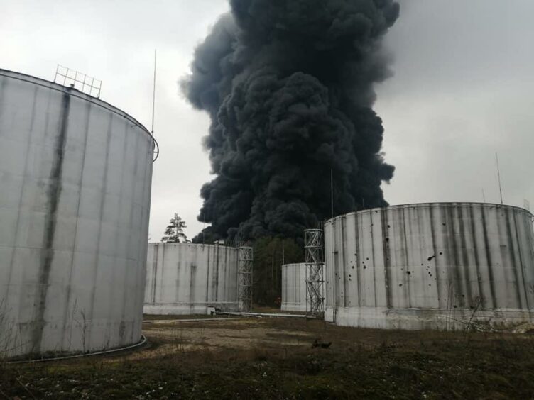 blaze Ukrainian oil depot