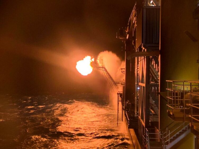 Gas flare lights up the night offshore