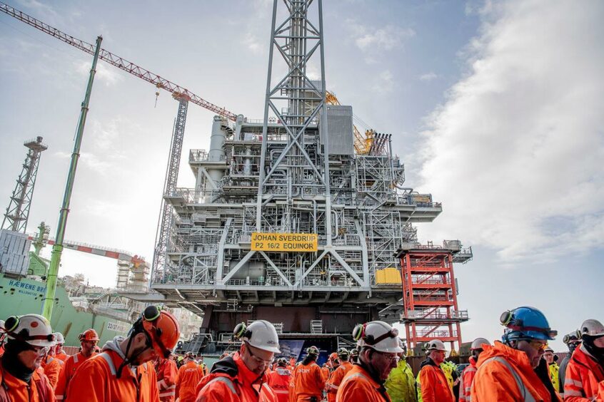 The P2 platform. the second processing platform for the Johan Sverdrup field, at Aibel's yard in Haugesund.