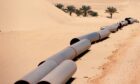 Pipeline sections in sandy desert