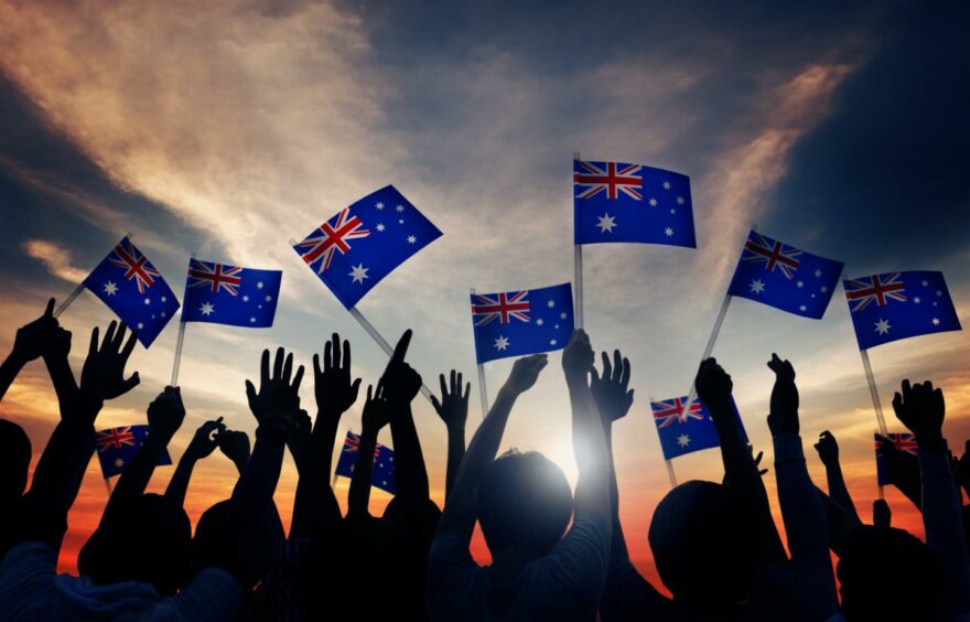 Waving flags in Australia