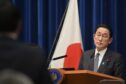 Fumio Kishida, Japan's prime minister, during a news conference at the prime minister's official residence in Tokyo, Japan, on Feb. 17, 2022. Photographer: David Mareuil/Anadolu Agency/Bloomberg