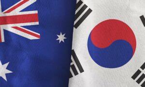 South Korea and Australian flags
