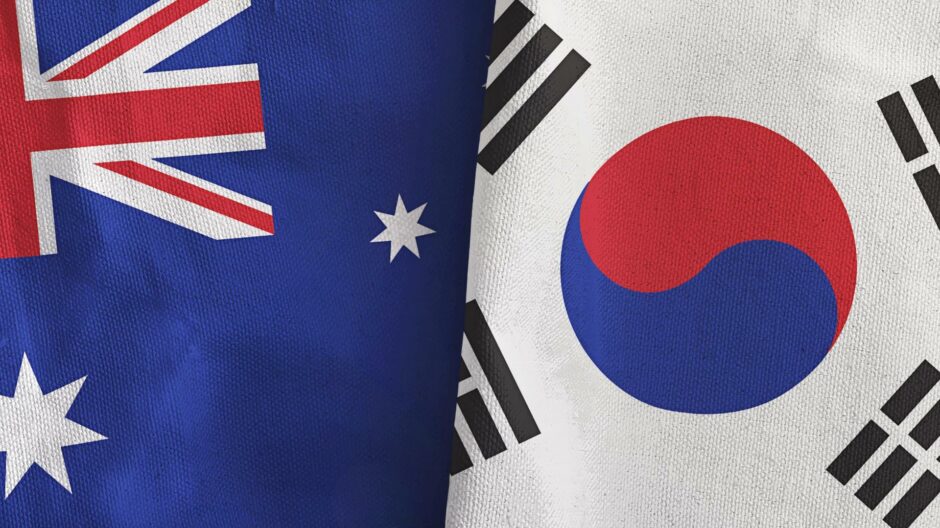 South Korea and Australian flags