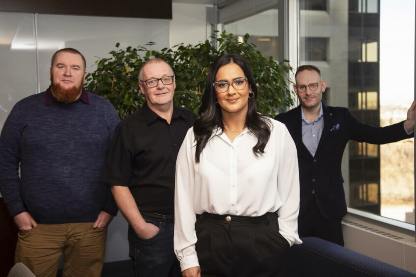 Pictured, from left, are: Andy Bell (Senior Technical Consultant), Graham Stewart (Senior Engineer), Afia McClenaghan (Country Manager/BD Manager, North America) and Matthew Stroud (Materials Specialist).
