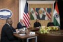 US President Joe Biden and Indian Prime Minister Narendra Modi hold a virtual meeting. Bloomberg.