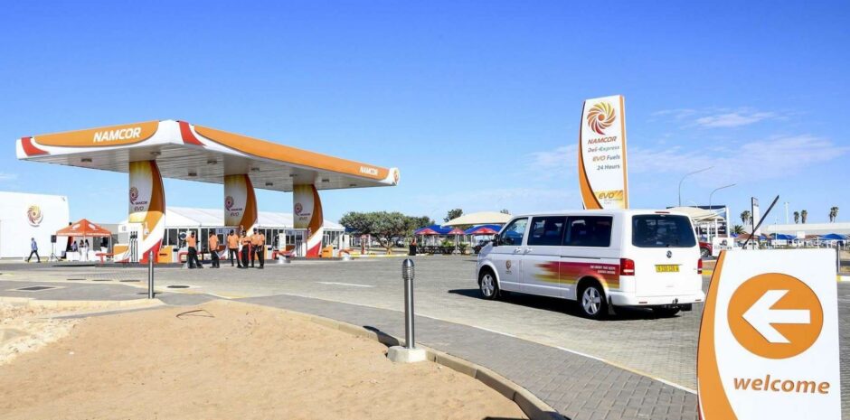 Namcor fuel station with welcome sign