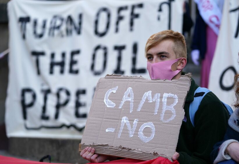 Climate activists on the Buchanan Street Steps, Wednesday November 3, 2021.