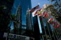 Reflection of the Petronas Towers in Kuala Lumpur, Malaysia.