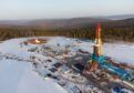 The Gazprom PJSC gas drilling rig in the Kovyktinskoye gas field, part of the Power of Siberia gas pipeline project, near Irkutsk, Russia.
