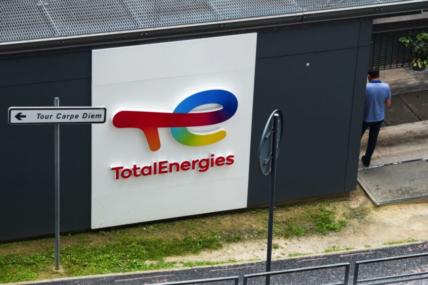 A TotalEnergies electric vehicle charging station in the La Defense business district in Paris.