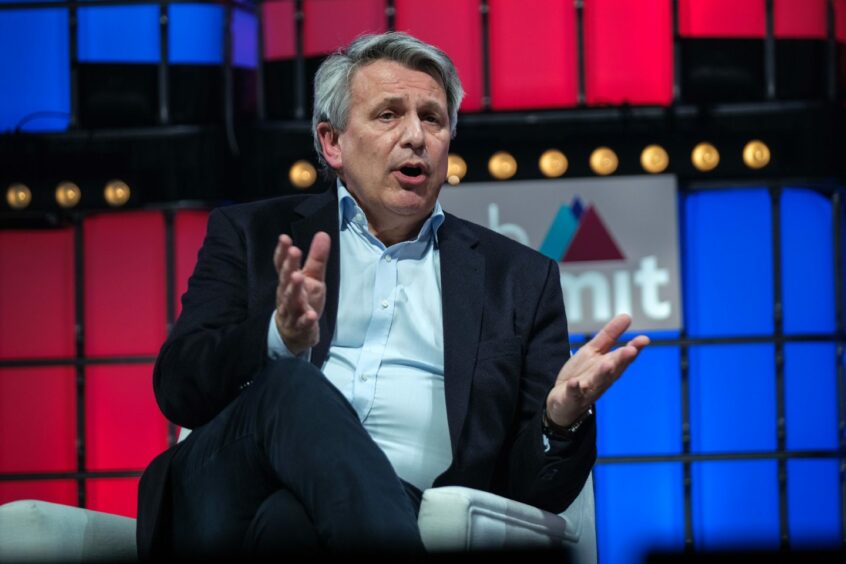 Ben van Beurden, chief executive officer of Royal Dutch Shell Plc, speaks during a session on day two of the Web Summit in Lisbon, Portugal, on Tuesday, Nov. 2, 2021.