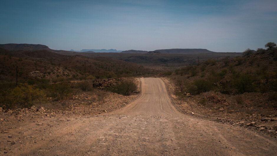 Dusty road stretches into distance