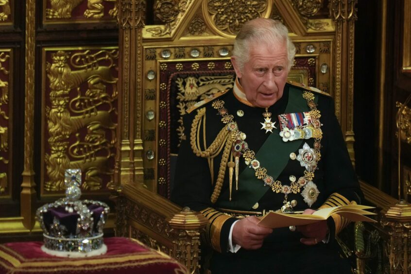 The Prince of Wales delivers the Queen's Speech during the State Opening of Parliament in the House of Lords, London. Tuesday May 10, 2022.