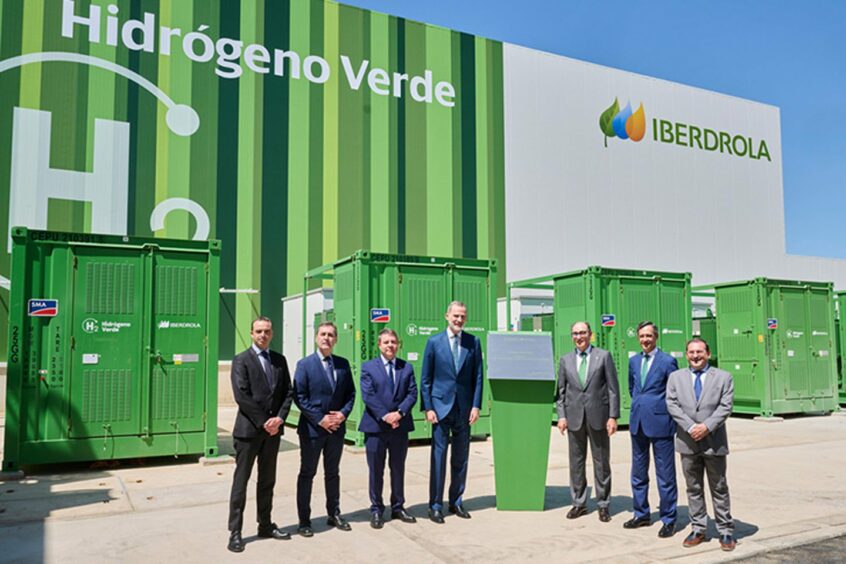 King Felipe VI of Spain at Iberdrola's green hydrogen plant in Puertollano.