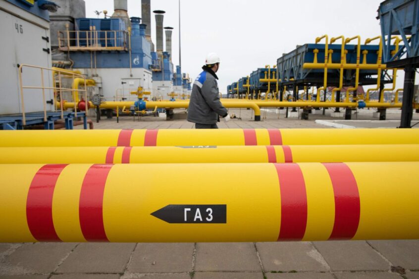 Pipes carrying gas at the Kasimovskoye underground gas storage facility, operated by Gazprom PJSC, in Kasimov, Russia, on Wednesday, Nov. 17, 2021.