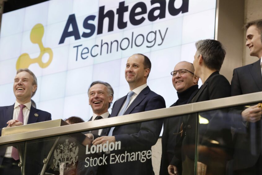 Directors of Ashtead Technology ring the bell that opens trading on the London Stock Exchange on the day it made its market debut on AIM.