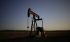 An oil pump jack at the New Harmony Oil Field in Grayville, Illinois, US, on Sunday, June 19, 2022.