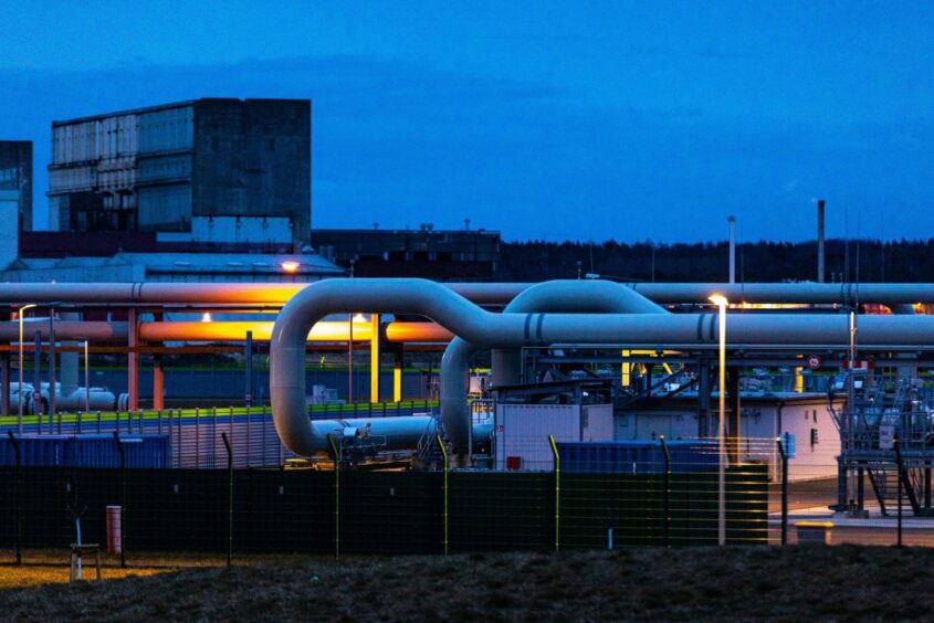Pipework at the gas receiving station of the halted Nord Stream 2 project, on the site of a former nuclear power plant, in Lubmin, Germany, on Tuesday, April 5, 2022.