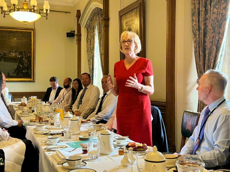 Andrea Leadsom addresses a breakfast event hosted by the NESGF.