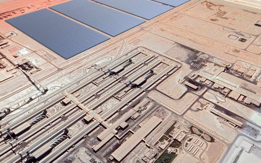 Aerial view of industrial facility in Saudi