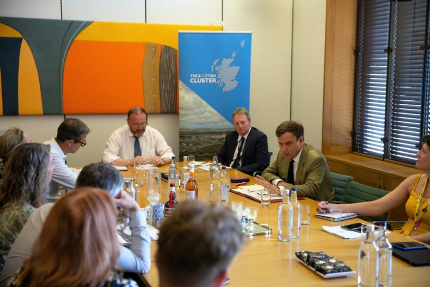 Minister of state Greg Hands meets with industry representatives to discuss carbon capture and storage.. House of Commons, London.