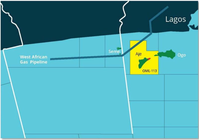 Map showing OML 113 relation to Lagos and WAGP