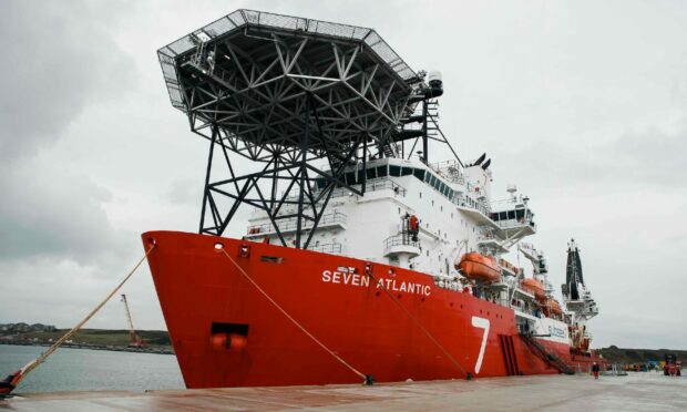 Subsea 7's Seven Atlantic dive support vessel entering and berthing at Port of Aberdeen's South Harbour. (Photo: Ross Johnston/Newsline Media)