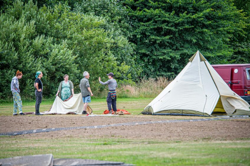 Climate Scotland Camps setting up their camp site in Torry, Aberdeen, for the weekend, with city centre demonstrations happening on Sunday and Monday.