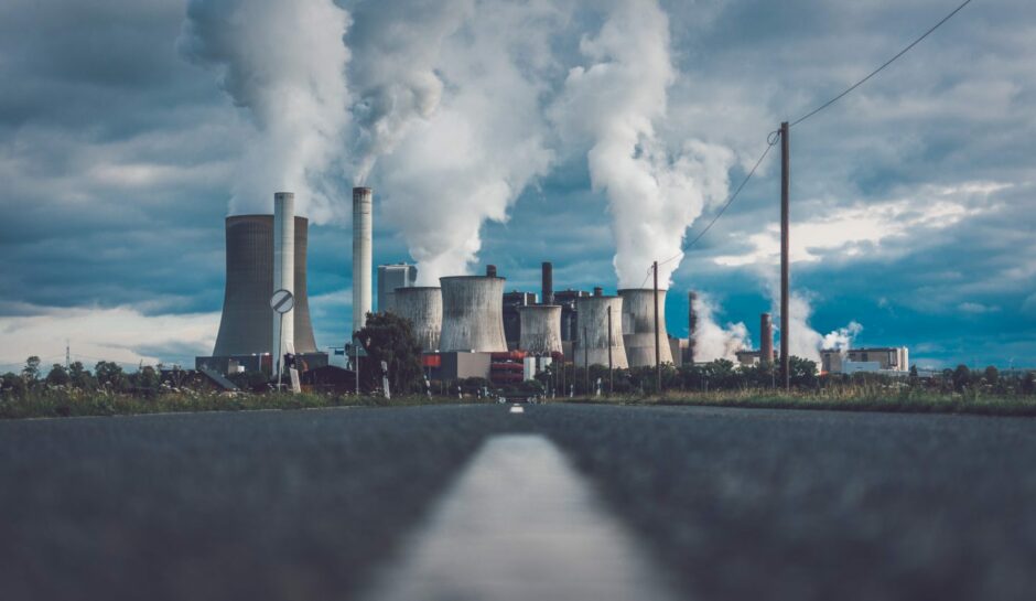 Looking towards a lignite-fired power plant in Niederaussem Germany.