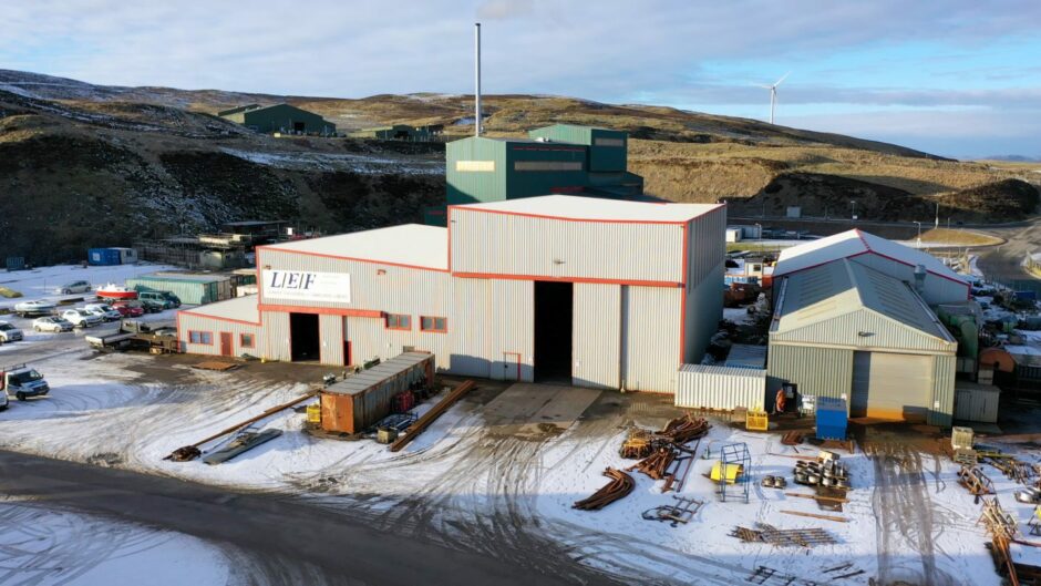 Aerial view of LEF's Greenhead base, Lerwick.