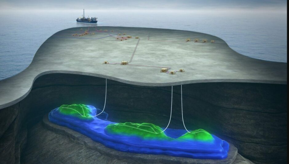 Rendering of the Trell & Trine subsea development.