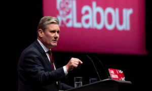 Sir Keir Starmer, MP Leader of the Labour Party and Leader of the Opposition, addresses the Labour Party conference.
Labour Party Conference 2022, ACC Liverpool. 27 Sep 2022