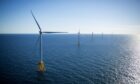 The GE-Alstom Block Island Wind Farm stands in the water off Block Island, Rhode Island, U.S.,