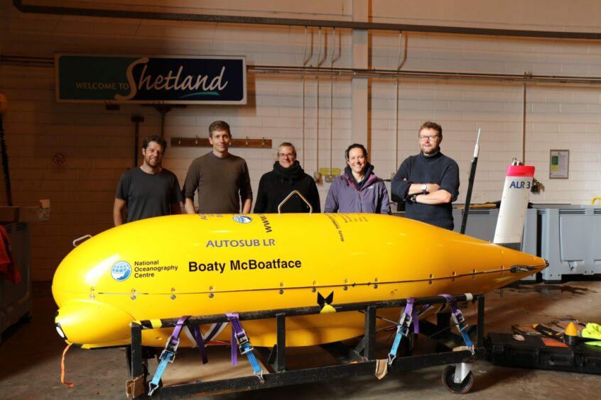 NOC team with the Autosub Long Range, affectionately known as Boaty McBoatface.