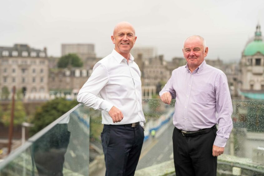 New chief executive Mark Gillespie, left, and Ian Skene, founder, of Recycl8. Supplied by Bold St Media Dat