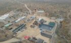 Aerial view of drill site in arid conditions