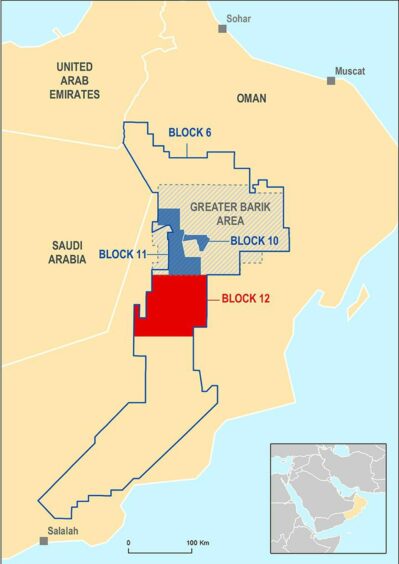 Map showing Omani blocks