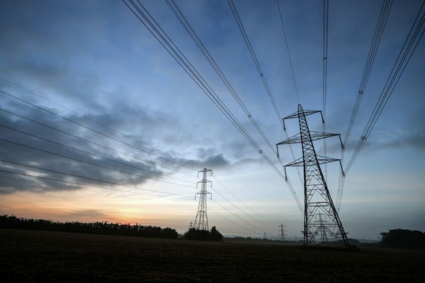 Electricity transmission towers near Rayleigh, U.K., on Tuesday, Sept. 21, 2021.