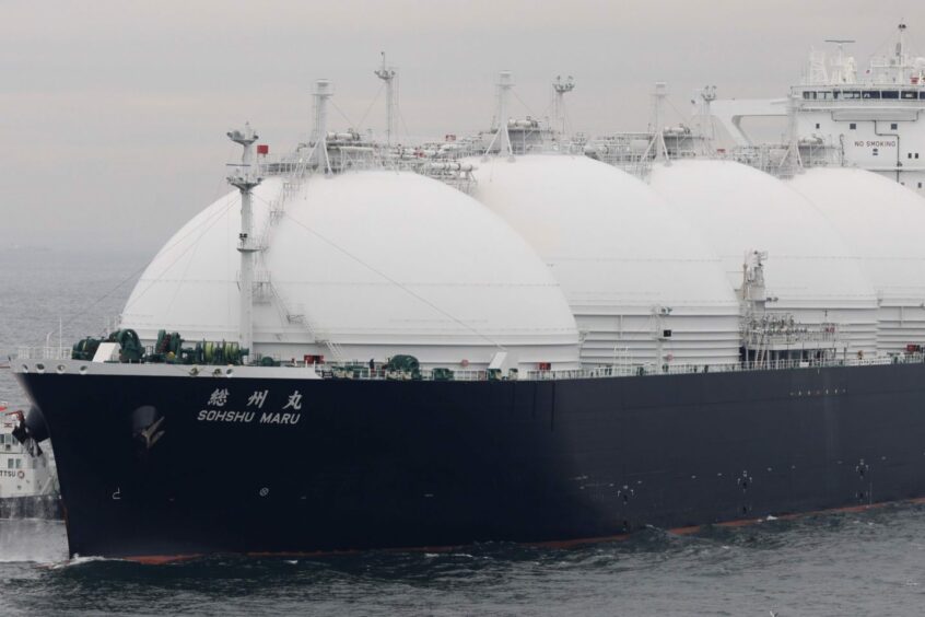 The liquefied natural gas (LNG) tanker Sohshu Maru approaches Jera Co.'s Futtsu Thermal Power Station, unseen, in Futtsu, Chiba Prefecture, Japan, on Friday, Dec. 17, 2021. Photographer: Kiyoshi Ota/Bloomberg