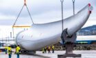 The first turbine blades for the Neart na Gaoithe (NnG) offshore wind farm arrive at the Port of Dundee. 16/03/2022